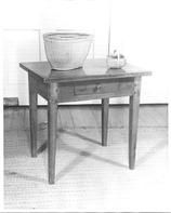 SA0629 - Photo of a pine table with drawer owned by the Golden Lamb, Lebanon, Ohio. Identified on the back.